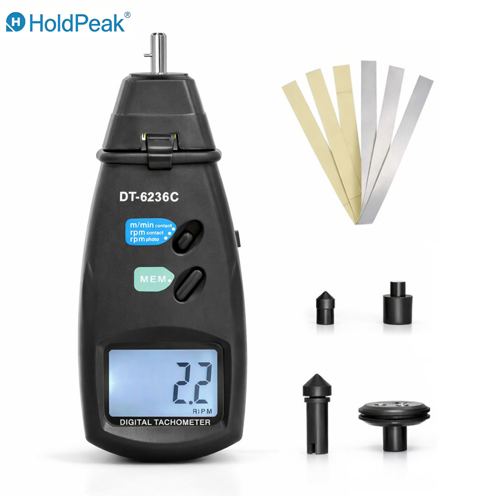 Industrial Laser Tachometer - Tachimetro a Contatto e Laser HoldPeak