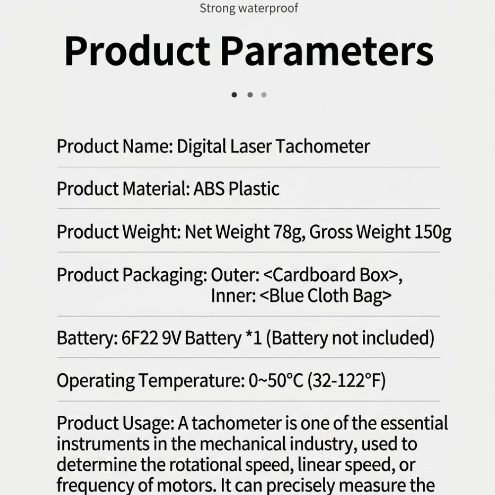 Industrial Laser Tachometer - Tachimetro Digitale Laser Portatile Senza Contatto,
