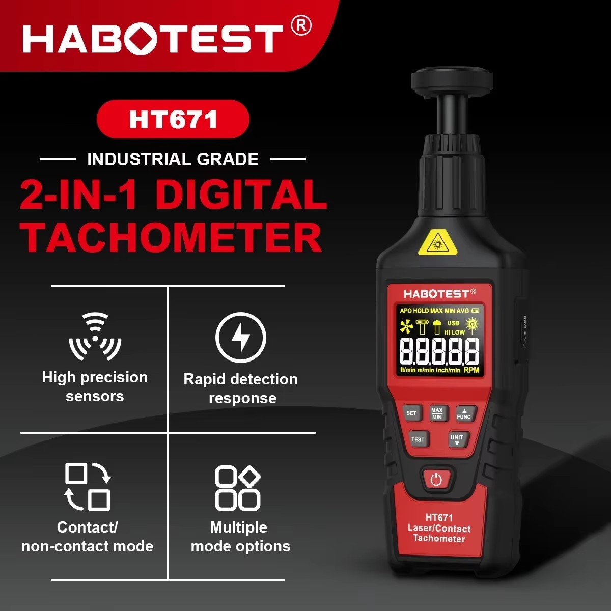 HABOTEST HT671 Tachimetro Digi - Industrial Laser Tachometer recensione e prezzo